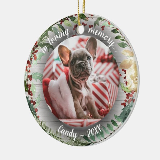愛らしいルーラル犬ペットメモリアルカスタムフォト セラミックオーナメント (左)