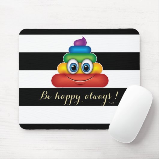 愛らしいレインボーウンチ絵文字ストライプの、 マウスパッド (マウス)