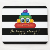 愛らしいレインボーウンチ絵文字ストライプの、 マウスパッド (正面)