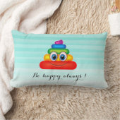 愛らしいレインボーウンチ絵文字顔 – 常に幸せ ランバークッション (ブランケット)