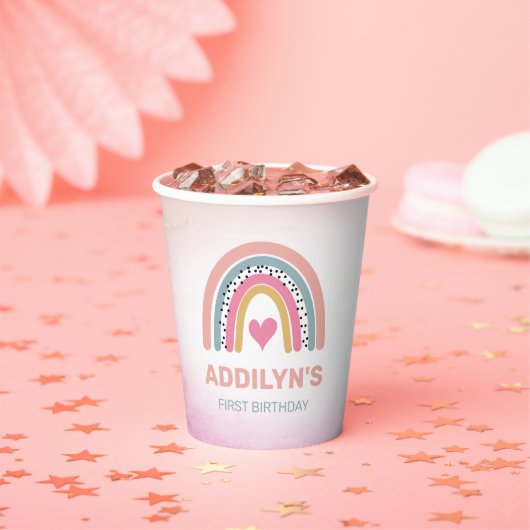愛らしいレインボーガールズバースデーパーティー紙カップ 紙コップ (インサイチュ)