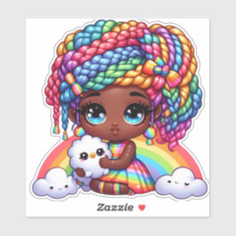 愛らしいレインボーガール シール