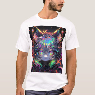 愛らしいレインボーキャットガールファーリアニメ Tシャツ