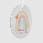 愛らしいレインボーハート紙吹雪1stクリスマス オーナメント (正面)