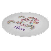 愛らしいレインボーユニコーンカスタマイズトレイ カッティングボード (角)