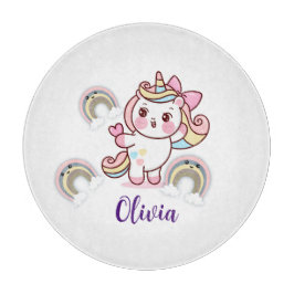 愛らしいレインボーユニコーンカスタマイズトレイ カッティングボード