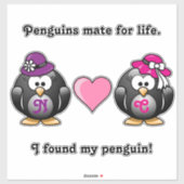 愛らしいレズビアンペンギンツブライドハート帽子 シール (シート)