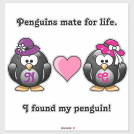 愛らしいレズビアンペンギンツブライドハート帽子 シール