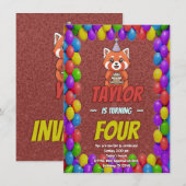 愛らしいレッサーパンダのベイビーシャワーのご招待 招待状 (正面/裏面)