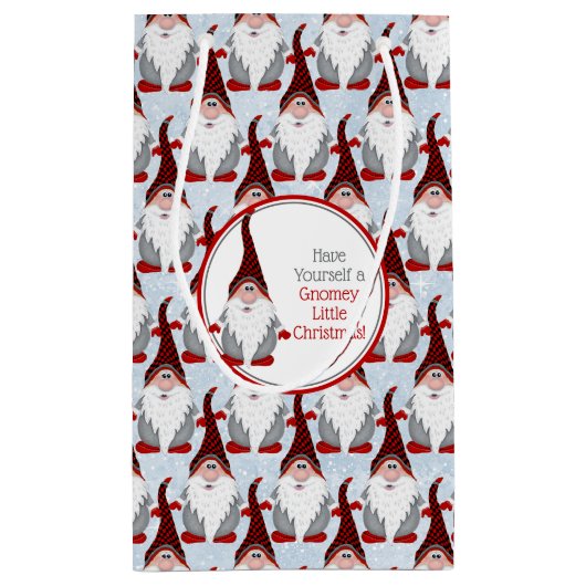 愛らしいレッドブラックグレー格言クリスマスクリスマス スモールペーパーバッグ (裏面)