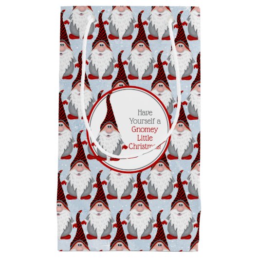 愛らしいレッドブラックグレー格言クリスマスクリスマス スモールペーパーバッグ (正面)