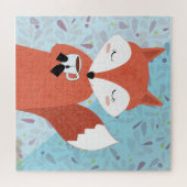 愛らしいレディキツネリーフの背景 ジグソーパズル (横)