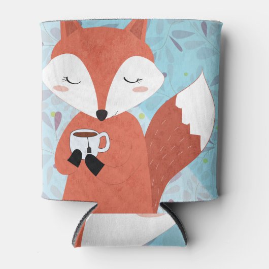 愛らしいレディキツネリーフの背景 缶クーラー (正面)