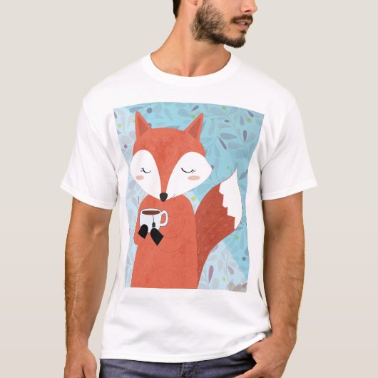 愛らしいレディキツネリーフの背景 Tシャツ (正面)