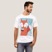 愛らしいレディキツネリーフの背景 Tシャツ (正面フル)