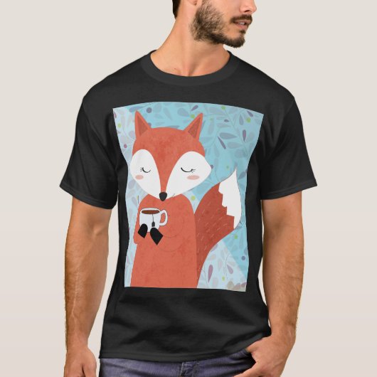 愛らしいレディキツネリーフの背景 Tシャツ (正面)