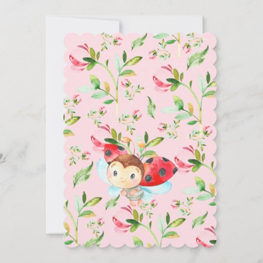 愛らしいレディーレディーレディーバグ1st誕生日 招待状 (裏面)