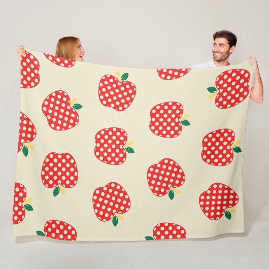 愛らしいレトロなリンゴ柄 フリースブランケット (インサイチュ)