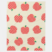 愛らしいレトロなリンゴ柄 フリースブランケット (正面)