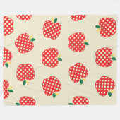 愛らしいレトロなリンゴ柄 フリースブランケット (正面(横))