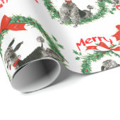 愛らしいレトロのクリスマスのプードルのリース ラッピングペーパー (ロールコーナー)