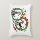 愛らしいレトロのプードルのメリークリスマスのリース アクセントクッション (正面(垂直))