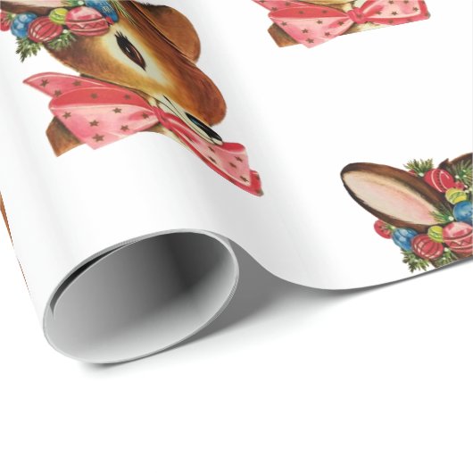 愛らしいレトロクリスマスディアーラッピング紙 ラッピングペーパー (ロールコーナー)