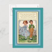 愛らしいレトロバレンタインカード シーズンポストカード (正面/裏面)