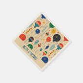 愛らしいレトロパターンオーナメントメリークリスマス スタンダードカクテルナプキン (角)