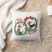 愛らしいレトロプードルズメリークリスマスリース クッション (ブランケット)