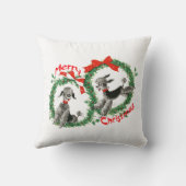 愛らしいレトロプードルズメリークリスマスリース クッション (裏面)