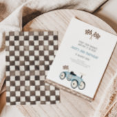 愛らしいレトロレースカー誕生日招待状 招待状