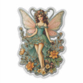 愛らしいレトロ妖精 シール (正面)