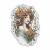 愛らしいレトロ妖精 シール (正面)
