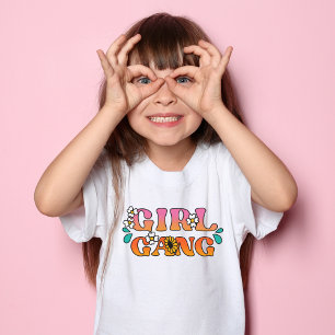 愛らしいレトロ"女の子集団"幼児Tシャツ トドラーTシャツ