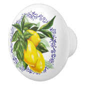 愛らしいレモンとブルートワール セラミックノブ (右)