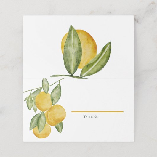 愛らしいレモンの木の枝の水彩パーティー / シャワー プレイスカード (外部開封)