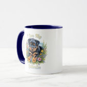 愛らしいロットワイラー子犬のマグカップ愛犬家 マグカップ (正面左)