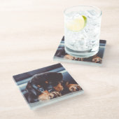 愛らしいロットワイラー子犬の休息 ガラスコースター (アングル)