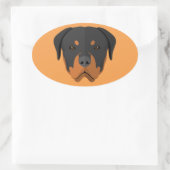 愛らしいロットワイラー漫画 楕円形シール (バッグ)