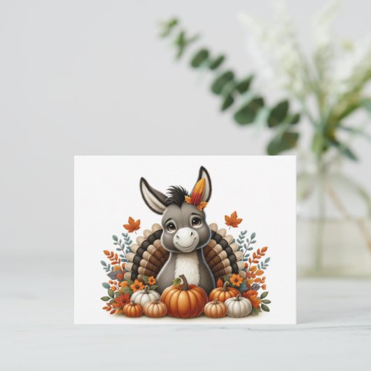 愛らしいロバの感謝 ポストカード (スタンド正面)