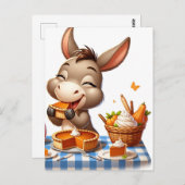 愛らしいロバ食べーパイ ポストカード (正面/裏面)