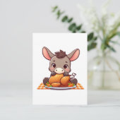 愛らしいロバ食べー感謝祭トルコ ポストカード (スタンド正面)