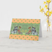 愛らしいロボットのブルドッグと猫の友おもしろい人空白の カード (黄色い花)