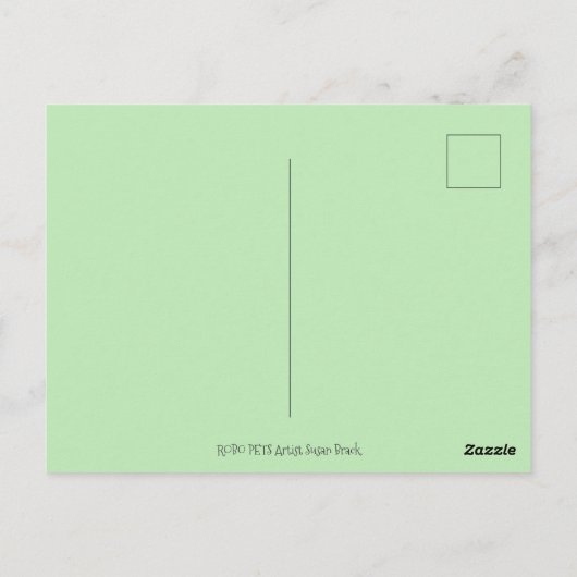 愛らしいロボットのブルドッグと猫の友おもしろい人空白の ポストカード (裏面)