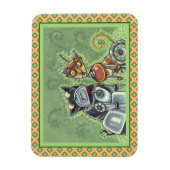 愛らしいロボットのブルドッグと猫友おもしろい達 マグネット (縦)