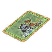 愛らしいロボットのブルドッグと猫友おもしろい達 マグネット (左側)