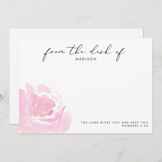 愛らしいローズスクリプチャー パーソナライズ ノートカード (正面/裏面)