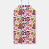 愛らしいワイルドフラワーピンクのベビーシャワー ギフトタグ (裏面)