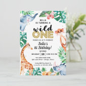 愛らしいワイルドワンファースト誕生日招待状 招待状 (スタンド正面)